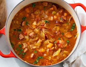 La soupe aux choux est la soupe aux légumes savoureuse PARFAITE faite avec du chou, des tomates, des carottes, du céleri et des épices, prête en moins de 45 minutes ! Quand il fait froid dehors, notre cuisine réchauffe les choses avec le rôti de bœuf à la mijoteuse ultime, la soupe de bœuf aux légumes à la mijoteuse et le ragoût de bœuf à la mijoteuse ultime !